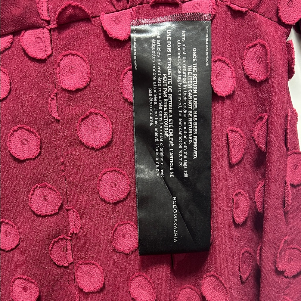 BCBGMaxAzria Burgundy Textured Long Sleeve Dress - Picture 4 of 6